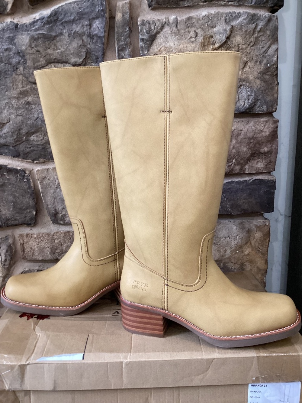 Frye Miranda 14 Womens 9.5 Banana Riding Boots Knee High Western Vegan New